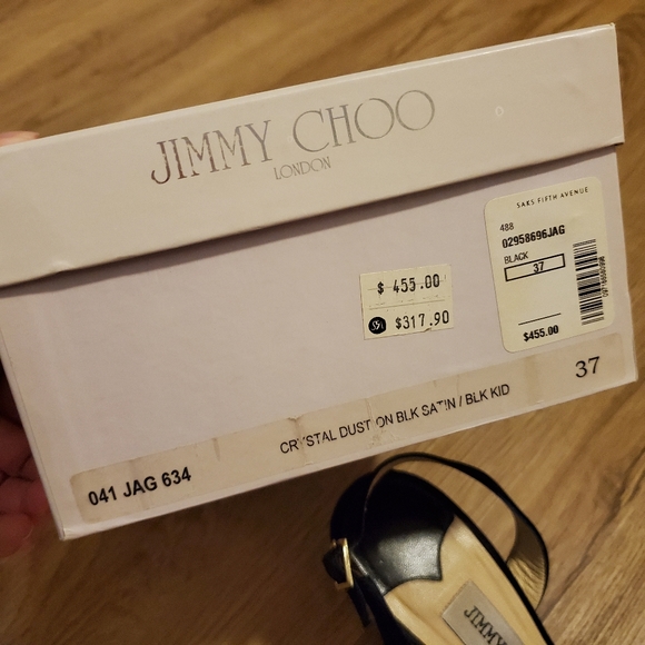 Jimmy Choo heels crystal dust on black satin 37 - Picture 6 of 13